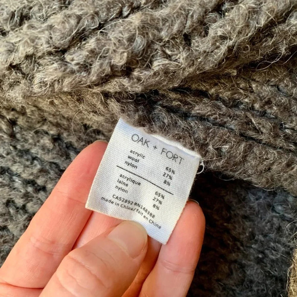 Oak & Fort women’s Chunky Knit Cardigan Sweater wool blend open front gray - Picture 11 of 12